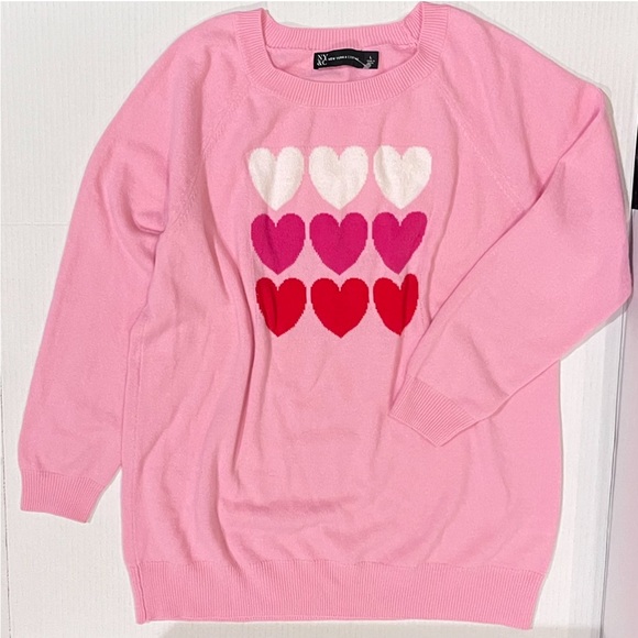 New York & Company Heart Print Tunic Sweater - Picture 2 of 8